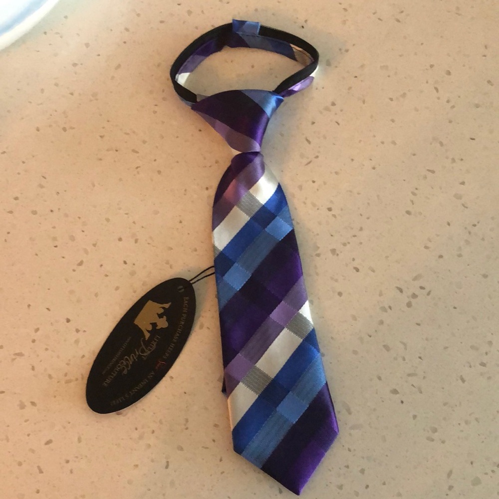 Littlest Prince Couture Purple and Blue Stripes 9-24 Months Zipper Tie